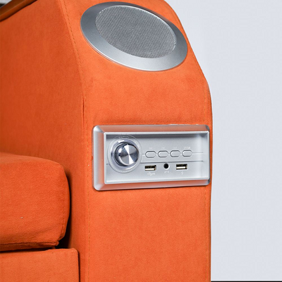 Modern Smart Sofa Bed -Multi Functions -With Bult-in Storage Space - Bluetooth Speaker - USB Ports 150Cm - Orange