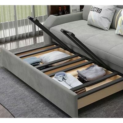 Modern Smart Sofa Bed -Multi Functions -With Bult-in Storage Space - Bluetooth Speaker - USB Ports 210cm - Grey