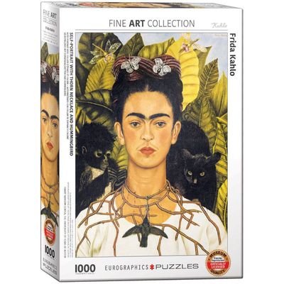 Self-Portrait W/Thorn Necklace & Hummingbird By Frida Kahlo 1000 Pieces Puzzle