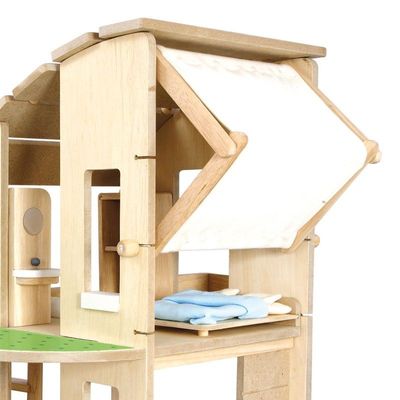 Green Dollhouse With Furniture