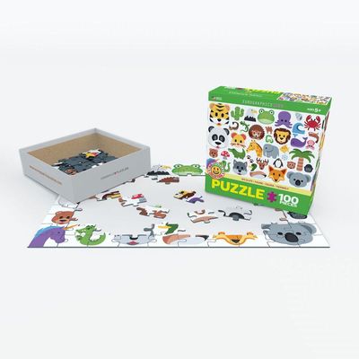 Emojipuzzle-Wild Animals 100 Piece Puzzle