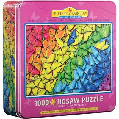 Butterfly Rainbow 1000 Piece Puzzle In A Collectible Tin