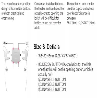 Baby Safety Invisible button Cabinet Lock