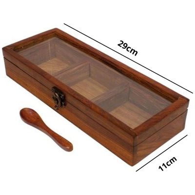 Acewood Dry Fruit serving box, spice box,dates serving tray, nuts box, dry fruit tray, Dry Fruit gift box, Dry Fruit Containers, Diwali gift, Jewelry Box, Multi Utility Storage Container with Spoon 