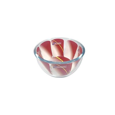 Mixing & Baking Glass Bowl, 1 lt Capacity, 8 cm Height, 16 cm Diameter, Clear