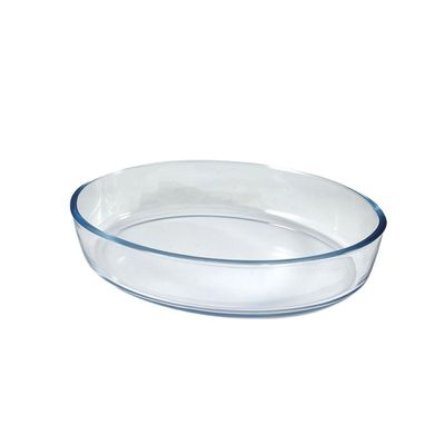 Oval Glass Baking Dish, 2.4 lt Capacity, 29.8x21.4 cm Diameter, 6.3 cm Height, Clear