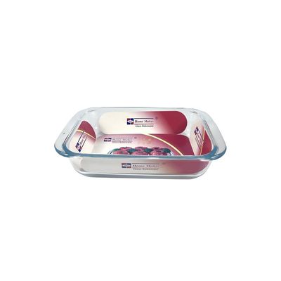 Rectangular Glass Baking Dish, 0.7 lt Capacity, 23x14.9 cm Diameter, 4.8 cm Height, Clear