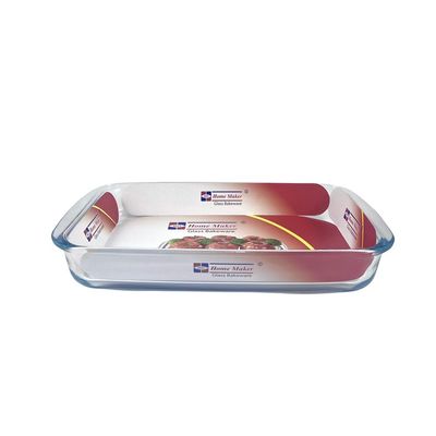 Rectangular Glass Baking Dish, 2.2 lt Capacity, 34.5x20.6 cm Diameter, 5.1 cm Height, Clear