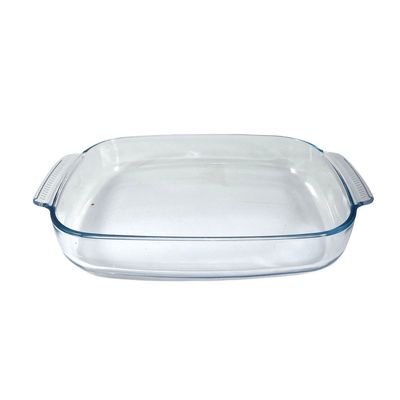 Curve Rectangular Deep Glass Baking Dish, 3.7 lt Capacity, 38x25.5 cm Diameter, 6.4 cm Height, Clear