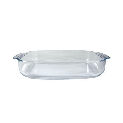 Curve Rectangular Deep Glass Baking Dish, 3.7 lt Capacity, 38x25.5 cm Diameter, 6.4 cm Height, Clear