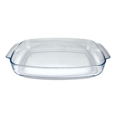 Curve Rectangular Deep Glass Baking Dish, 5 lt Capacity, 44x28.1 cm Diameter, 6.5 cm Height, Clear