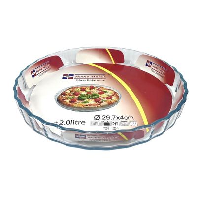 Round, Fluted Glass Baking Dish, 2 lt Capacity, 29.7 cm Diameter, 4 cm Height