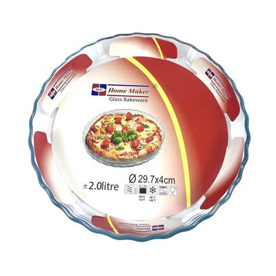 Round, Fluted Glass Baking Dish, 2 lt Capacity, 29.7 cm Diameter, 4 cm Height