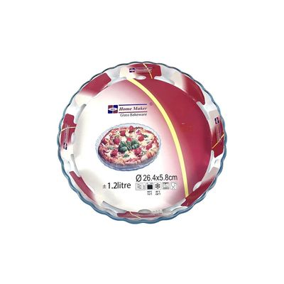 Round, Fluted Glass Baking Dish, 1.2 lt Capacity, 26.4 cm Diameter, 5.8 cm Height