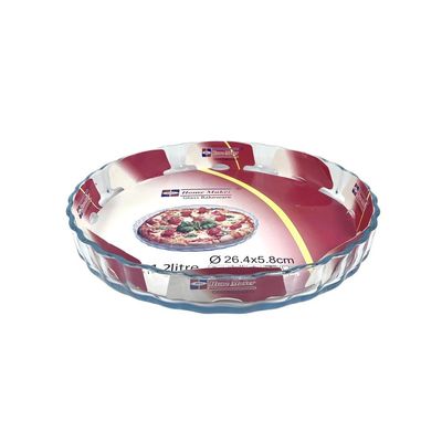 Round, Fluted Glass Baking Dish, 1.2 lt Capacity, 26.4 cm Diameter, 5.8 cm Height