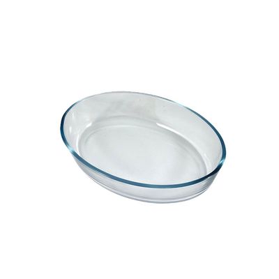 Home Maker Oval Glass Baking Dish, 1.6 lt Capacity, 26x18 cm Diameter, 6 cm Height, Clear