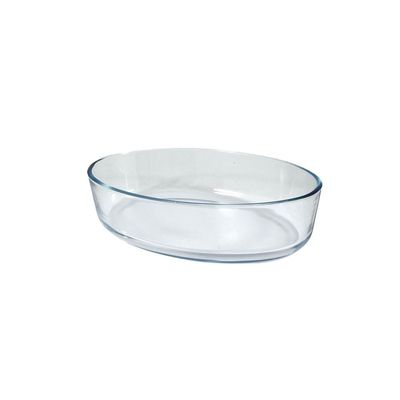 Oval Glass Baking Dish, 1.6 lt Capacity, 26x18 cm Diameter, 6 cm Height, Clear