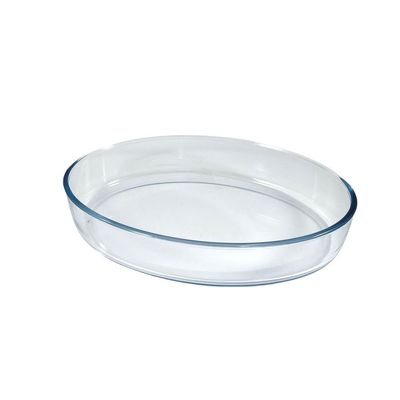 Oval Glass Baking Dish, 3.2 lt Capacity, 34.9x24.6 cm Diameter, 6.6 cm Height, Clear