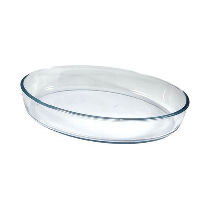 Oval Glass Baking Dish, 4 lt Capacity, 39.1x27.6 cm Diameter, 6.7 cm Height, Clear