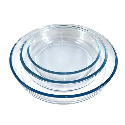 3-Piece ROund Glass Baking Dish Set, 3 lt + 2.1 lt + 1.5 lt Capacity, Clear