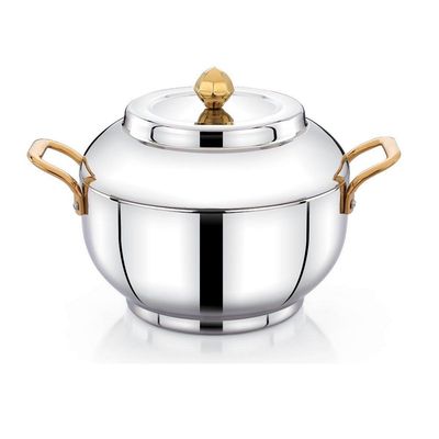 Celerio Hotpot 1500ml Capacity - Air Tight Lid - High Quality Stainless Steel - Gold Lids & Silver 