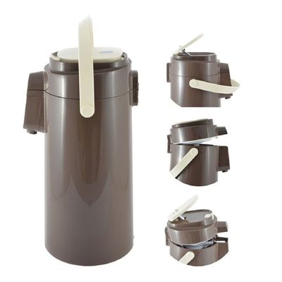 Tea & Coffee Vacuum Flask With Pump, Insulated Double Wall Glass, 3 Litre Capacity, Brown