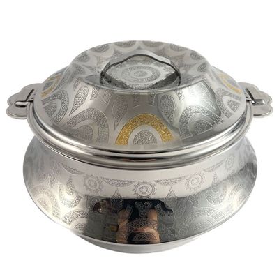 Orcus Hotpot 1500ml Capacity - Unique Locking Lid - High Quality Stainless Steel - Gold  Etching & Silver