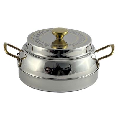 Ellora Hotpot 2500ml Capacity - Air Tight Lid - High Quality Stainless Steel - Silver & Etching Gold 