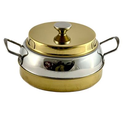 Ellora Hotpot 2500ml Capacity - Air Tight Lid - High Quality Stainless Steel - Gold & Silver 