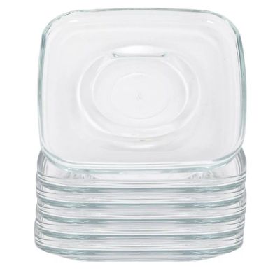 6-Piece Cozy Glass Tea Plate, 124 mm, Clear 