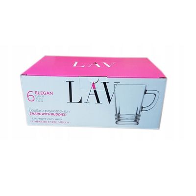 6-Piece Elegan Mug Set, 225 ml, Clear