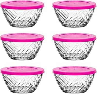 6-Piece Elis Glass Bowl Set, Plastic Lids, 320 ml 