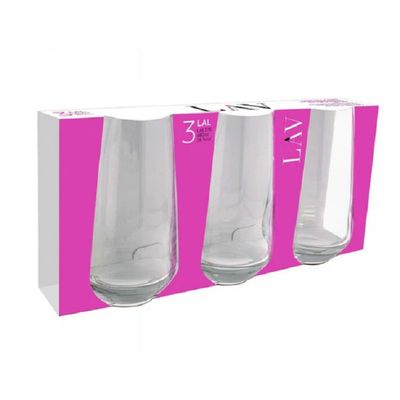 3-Piece Lal Long Drink Tumbler Set, 480 ml, Clear