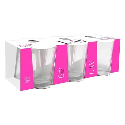 Lav 6-Piece Lara Water Glass Set, 165 ml, Clear