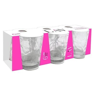 6-Piece Line Water Glass Set, 165 ml, Clear