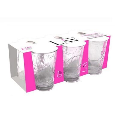 6-Piece Line Water Glass Set, 205 ml, Clear