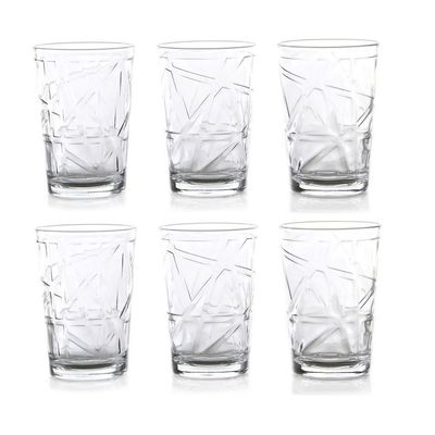 6-Piece Line Water Glass Set, 205 ml, Clear