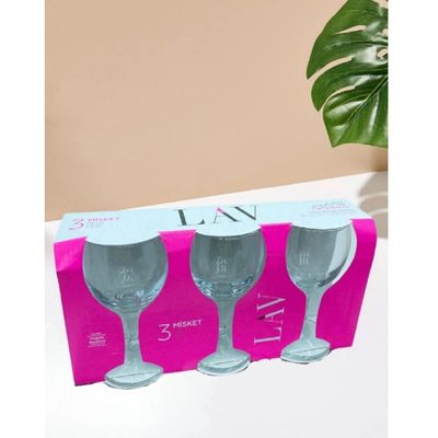 Lav 3-Piece Misket Wine Glass, 170 ml , Clear