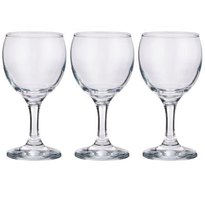 3-Piece Misket Wine Glass, 170 ml , Clear