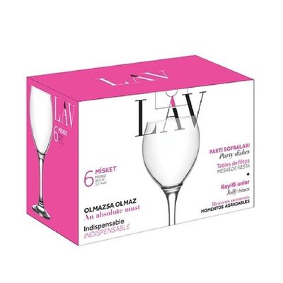 Lav 6-Piece Misket Wine Glass, 365 ml , Clear