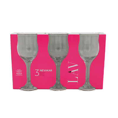 3-Piece Nevakar Wine Glass Set, 240 ml, Clear