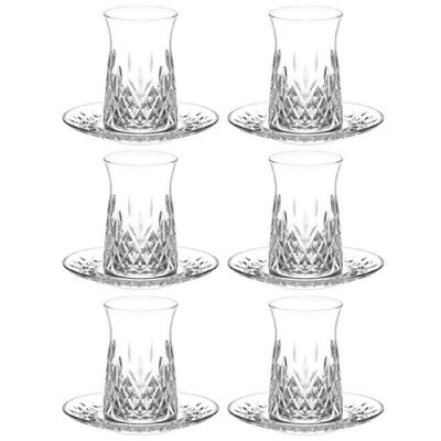 12-Piece Odin Tea Set, 6 Piece Tea Glass 170 ml & 6 Piece Tea Plate 124mm