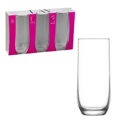 3-Piece Sude Long Drink Tumbler Set, 315 ml, Clear