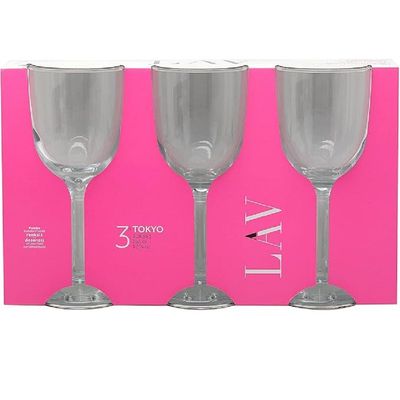 3-Piece Tokyo Wine Glass Set, 365 ml, Clear