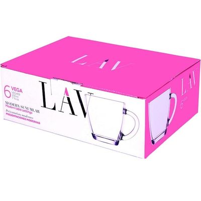 Lav 6-Piece Vega Mug Set, 230 ml, Clear