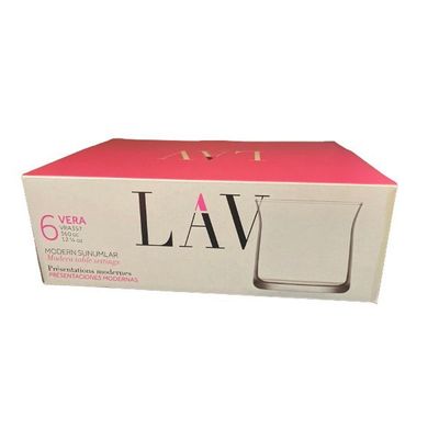 Lav 6-Piece Vera Whiskey Glass, 360 ml, Clear