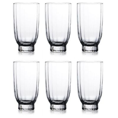 6-Piece Amore Long Drink Tumbler, 410 ml, Clear