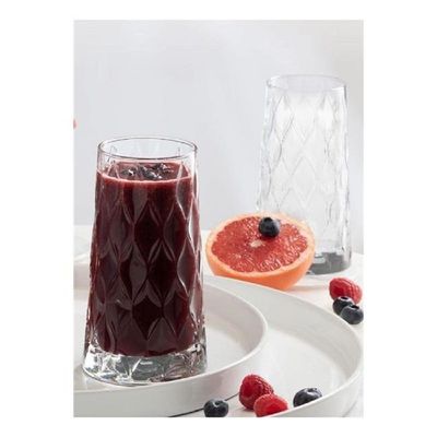 4-Piece Leafy Long Drink Glass Set, 450 ml, Clear