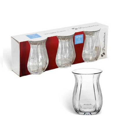 Pasabahce 3-Piece Linka Tea Cup Set, 145 ml, Clear