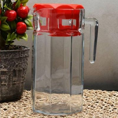 Kosem Glass Jug With Acrylic Lid, 1250 ml, 219 mm Height, 122 mm Diameter, Clear